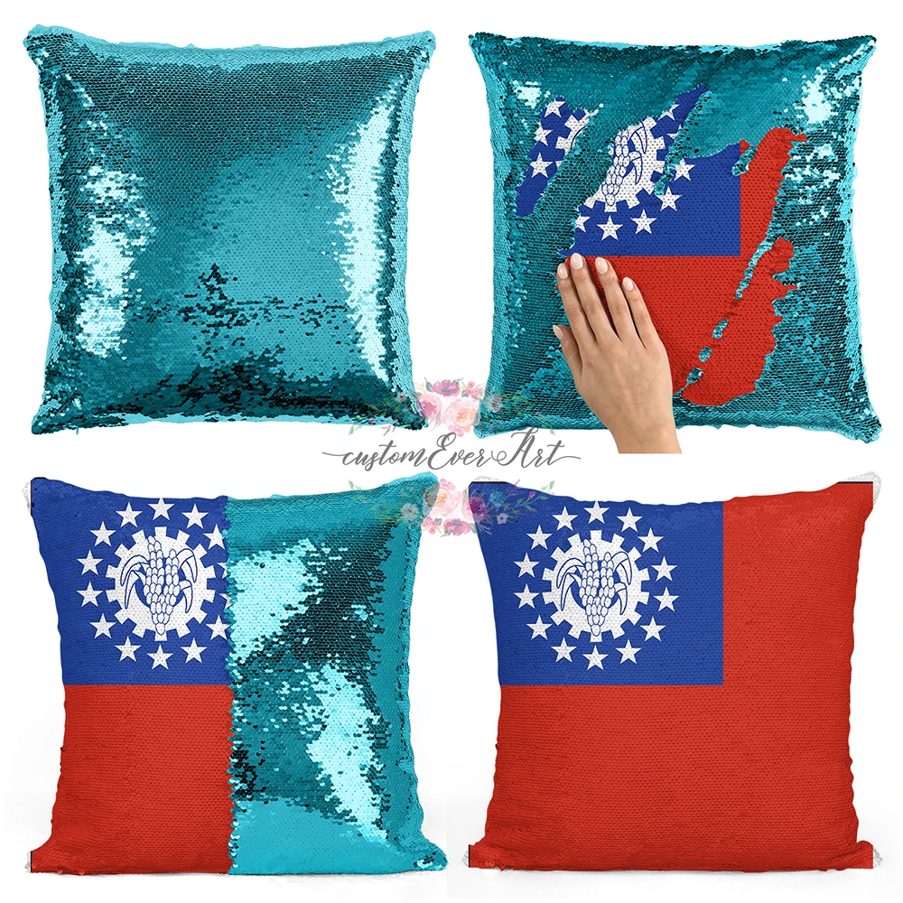 

Myanmar Personalized custom picture pillow coverhome pillow reversible mermaid sequin pillow case cover