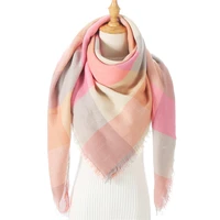 2021 women cashmere winter scarf knit pashmina bandana plaid female warm triangle scarves blanket shawls and wraps bufanda