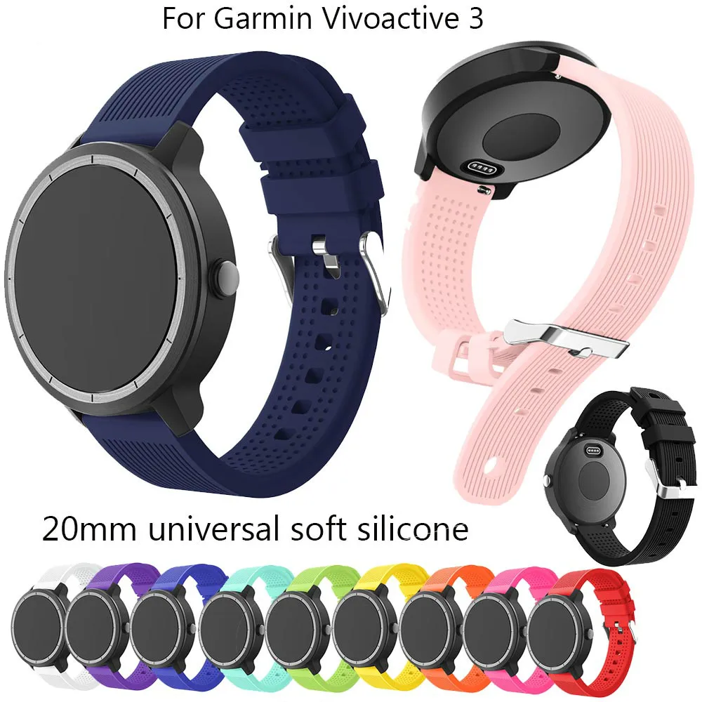 Soft Silicone Replacement smart watch Strap for Garmin vivoactive3 vivomove HR Smart Wristband Samsung Galaxy Watch Active band | Наручные