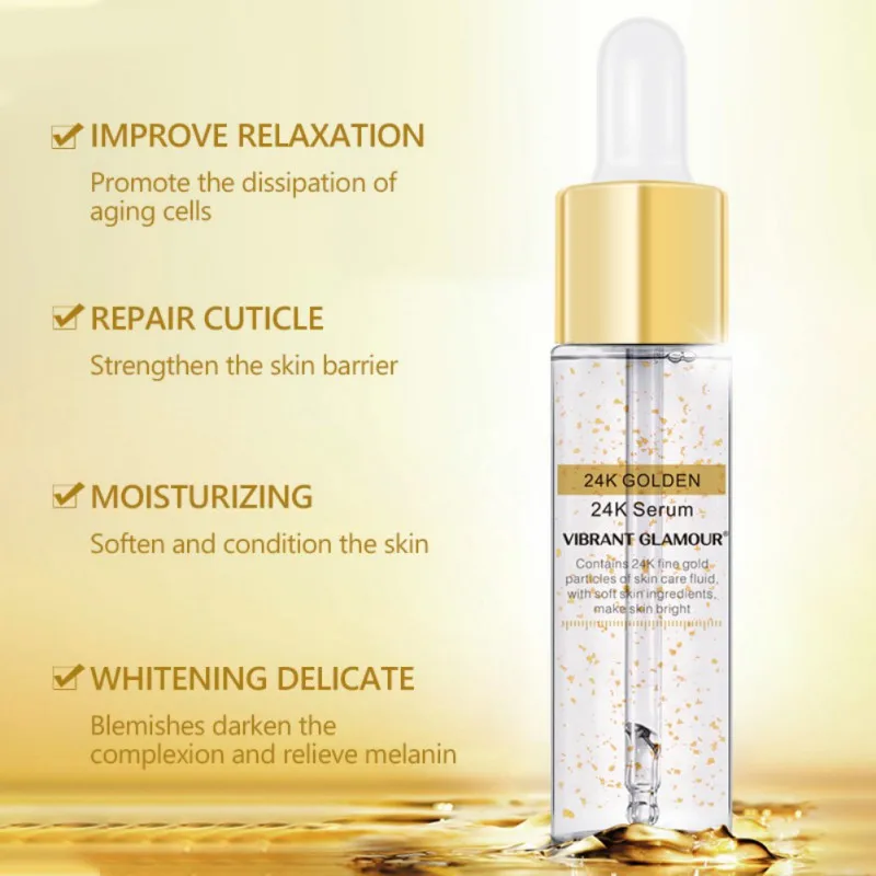 

24K Gold Hyaluronic Acid Wrinkle Reduction Face Serum Anti Aging Face Serum Re-Activate Skin Youth Moisturizer Enriched Serum