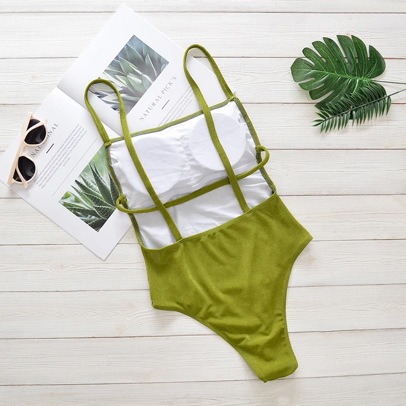 

Riseado Sexy Swimwear Women 2021 Backless One Piece Swimsuit Strap Bathing Suit Cut Out Beachwear Women Summer Swimming Suit