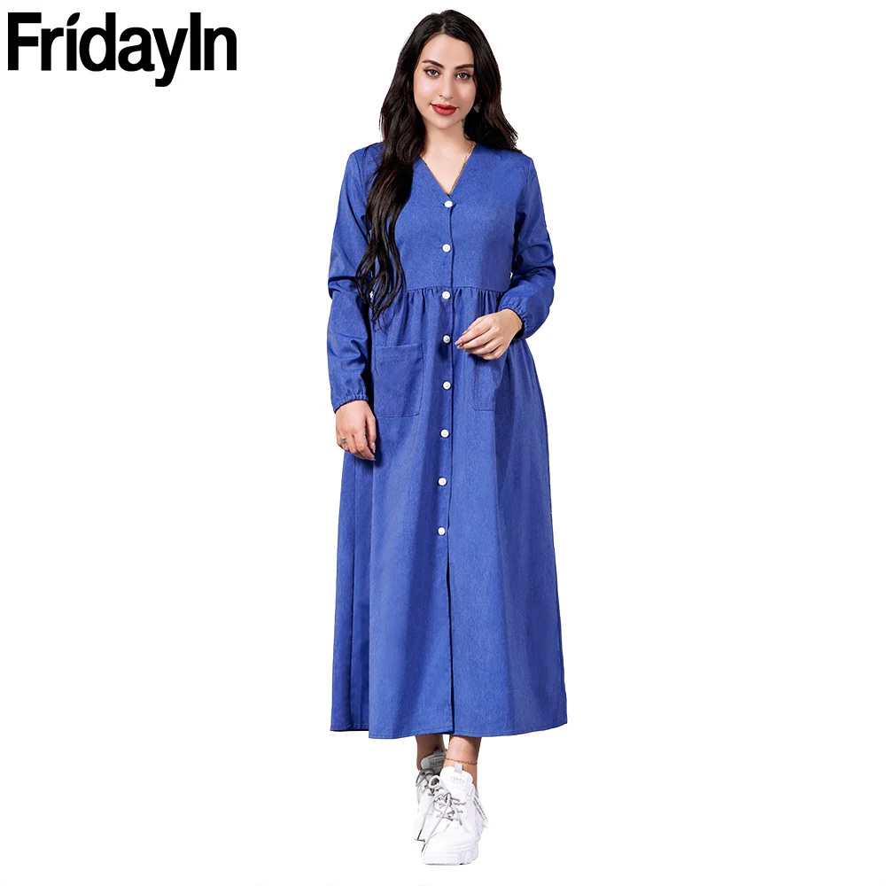 Мусульманское платье-абайя Fridayin для женщин Рамадан Eid 2021 Дубай элегантная искусственная Турецкая одежда