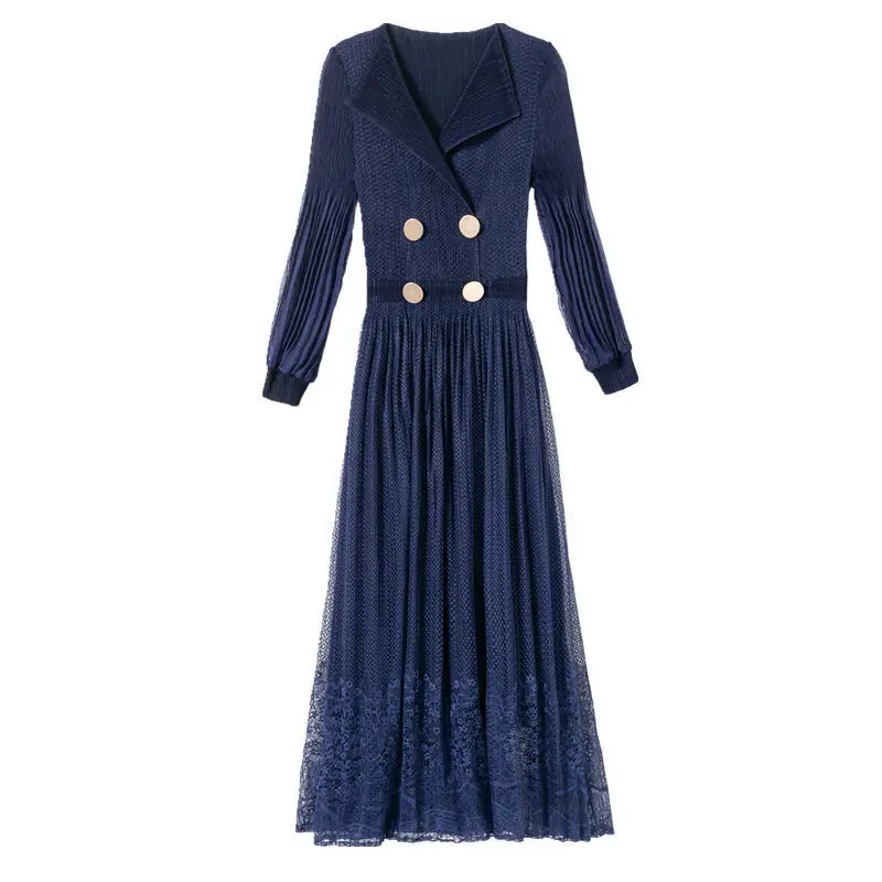 Женское длинное плиссированное платье LANMREM винтажное свободное эластичное