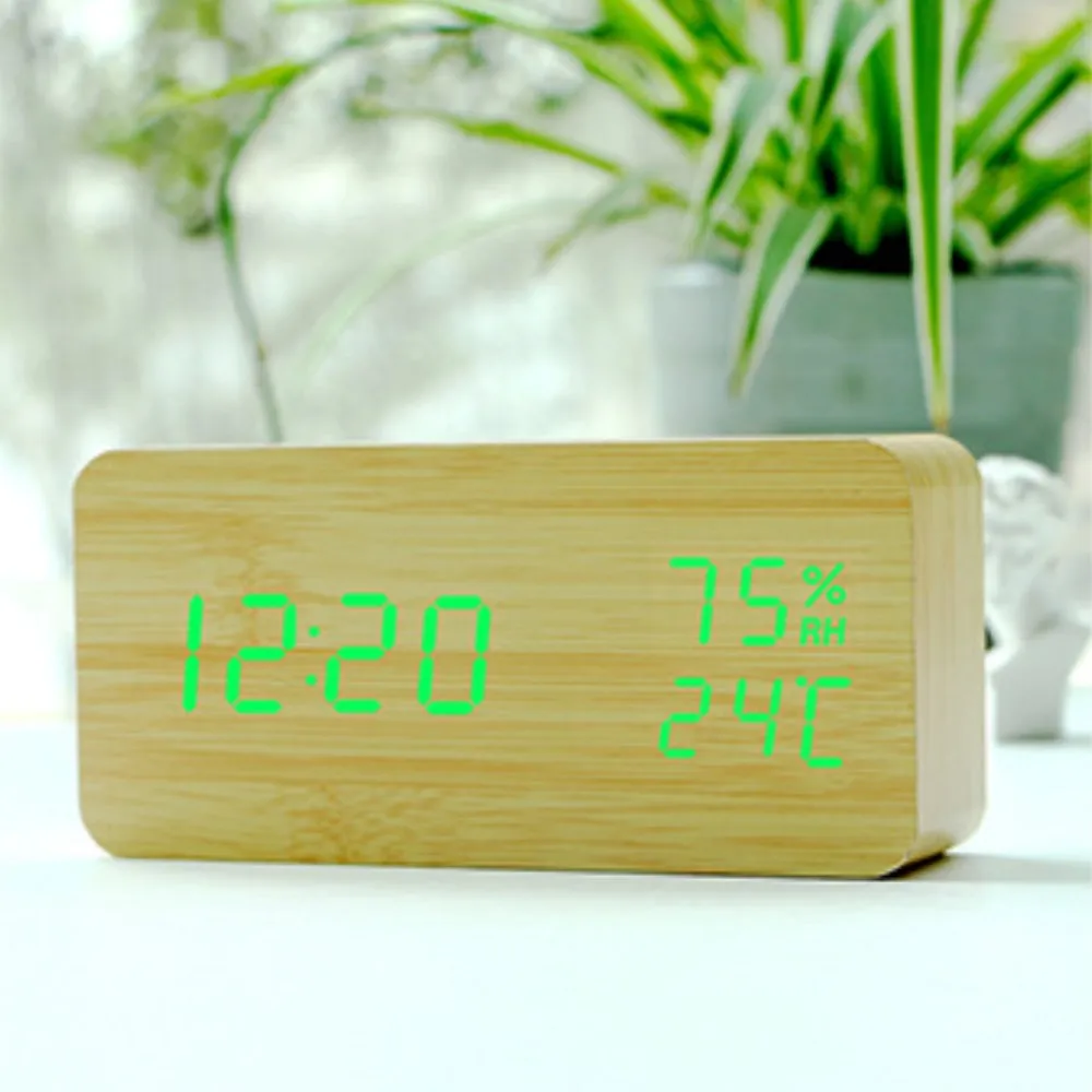 Humidity bamboo C Деревянные часы современный Цифровой дный светодиодный стол часы будильники детский электронный таймер календари электронные часы настольные электронные часы электронные настольные часы будильник детский - Цвет: Humidity bamboo C