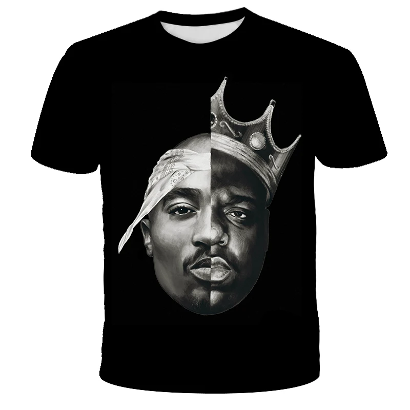T5091 Новая летняя модная мужская и женская футболка Rapper 2pac Tupac 3d принт хип-хоп футболка s Повседневная крутая футболка для мужчин размера плюс 5XL - Цвет: T5091