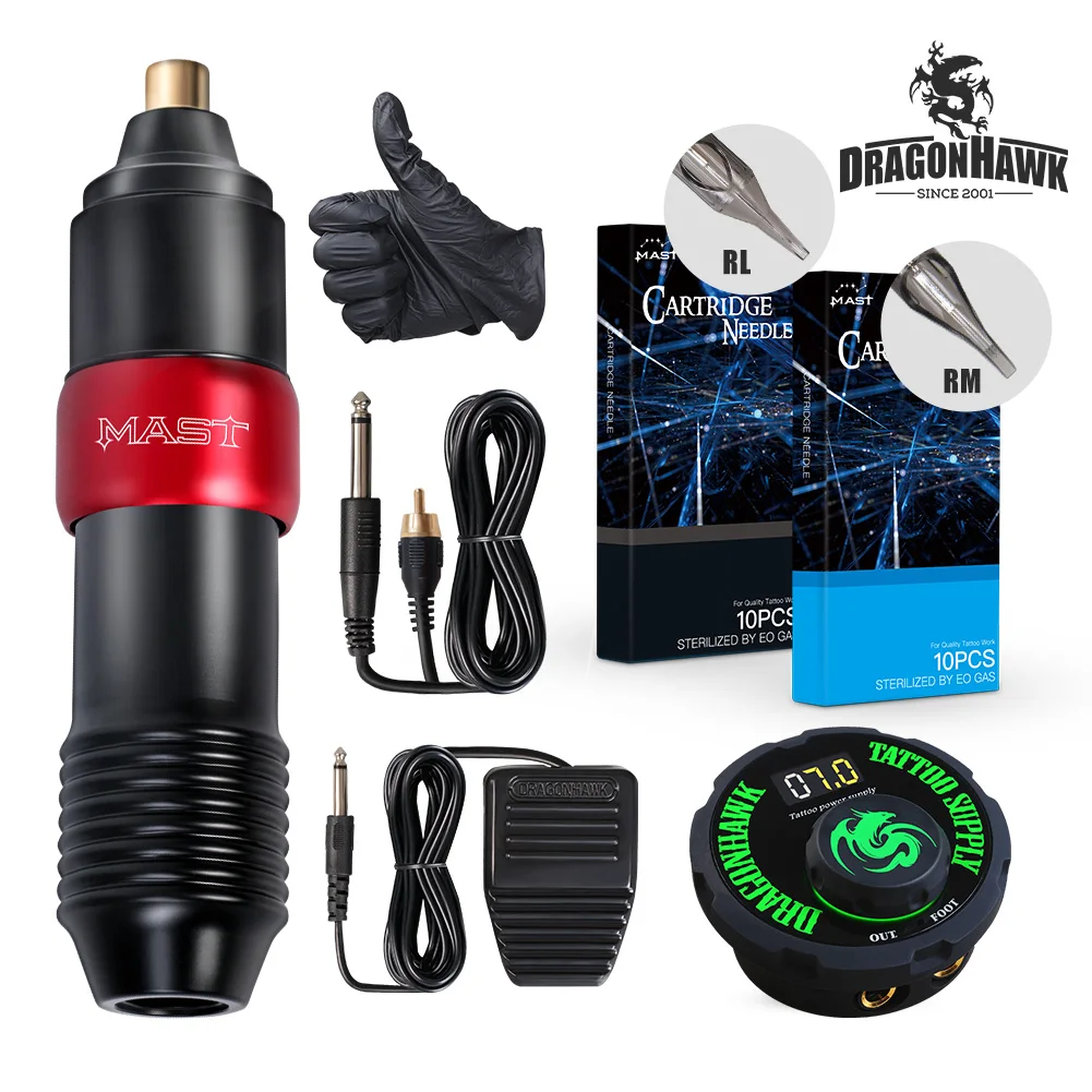 Dragonhawk мачта мотор роторная ручка тату машина набор топ источник питания иглы макияж моторная NS|Наборы для