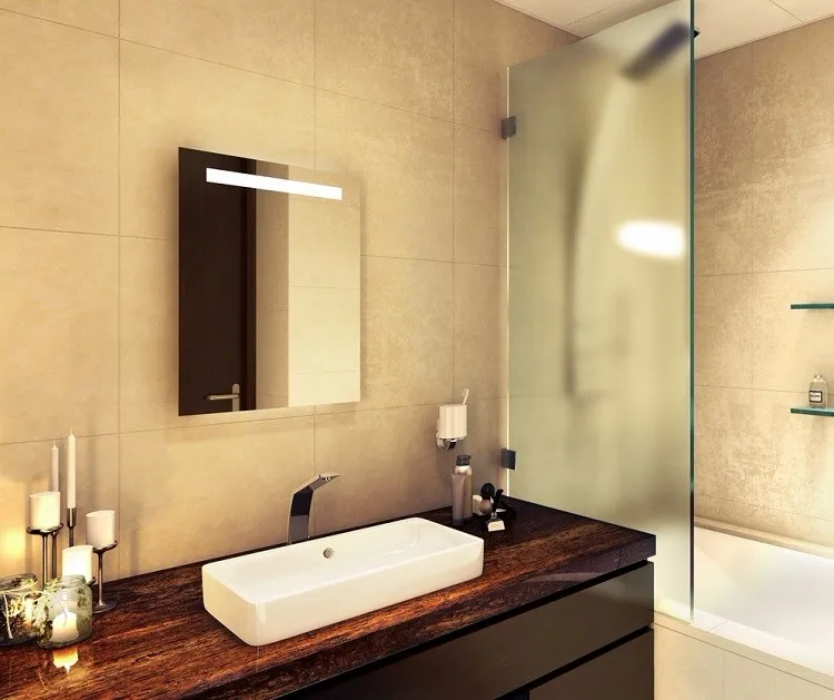 

Led Bathroom Illuminated Mirror Wall Mounted Bathroom Mirror with Demister Pad and Sensor 40W