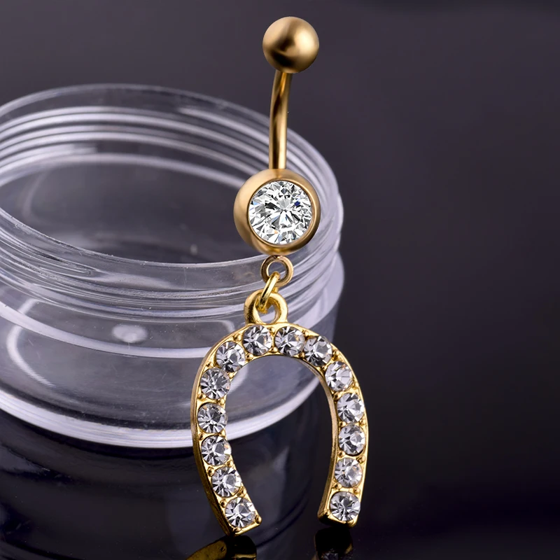 Кольцо для пирсинга пупка женское мужское подковообразное золотистое 2020 |