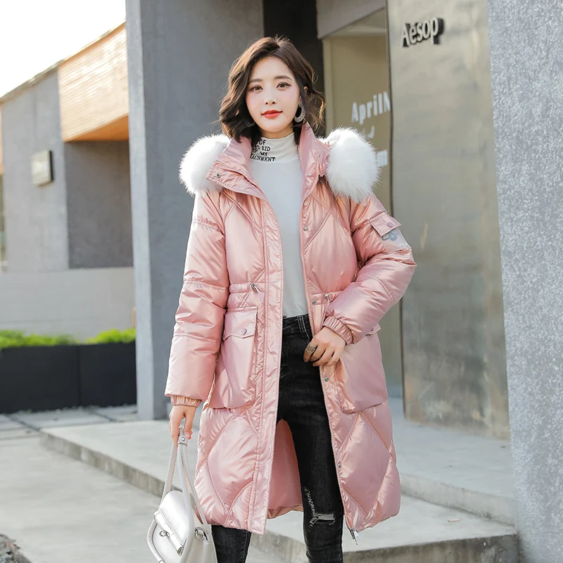 

ISENMAL Winter Jacket Women Parka Coat Big Fur Collar Hooded Thick Warm Down Cotton Jacket Parkas Long Female Coat CasualOutwear