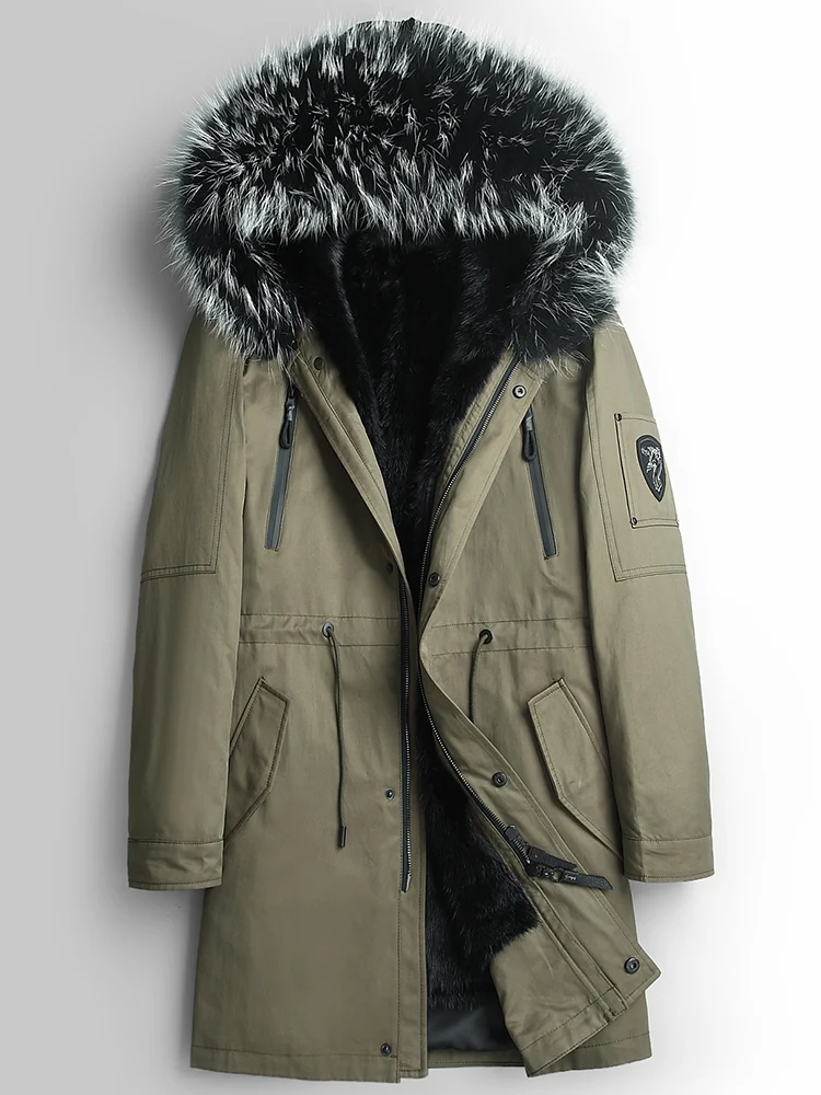 AYUNSUE шуба из натурального меха мужские шубы норки мужская зимняя куртка с