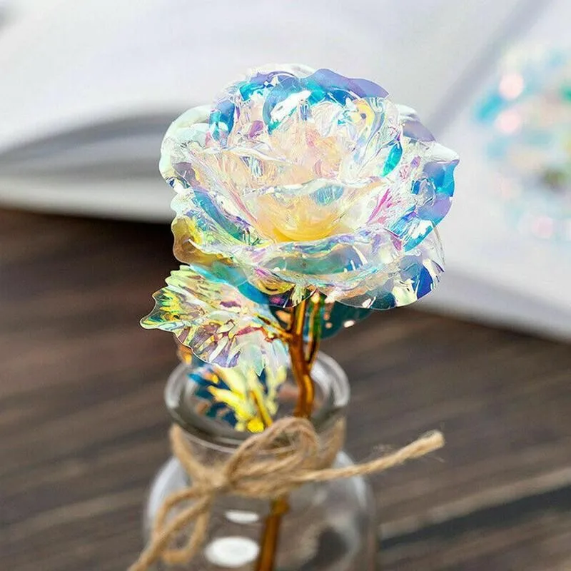 

24k Gold Roses For Valentine's Day Colorful Luminous Gift Anniversary Flower Rose Artificial Led Christmas Rose Light Lumin U6G3