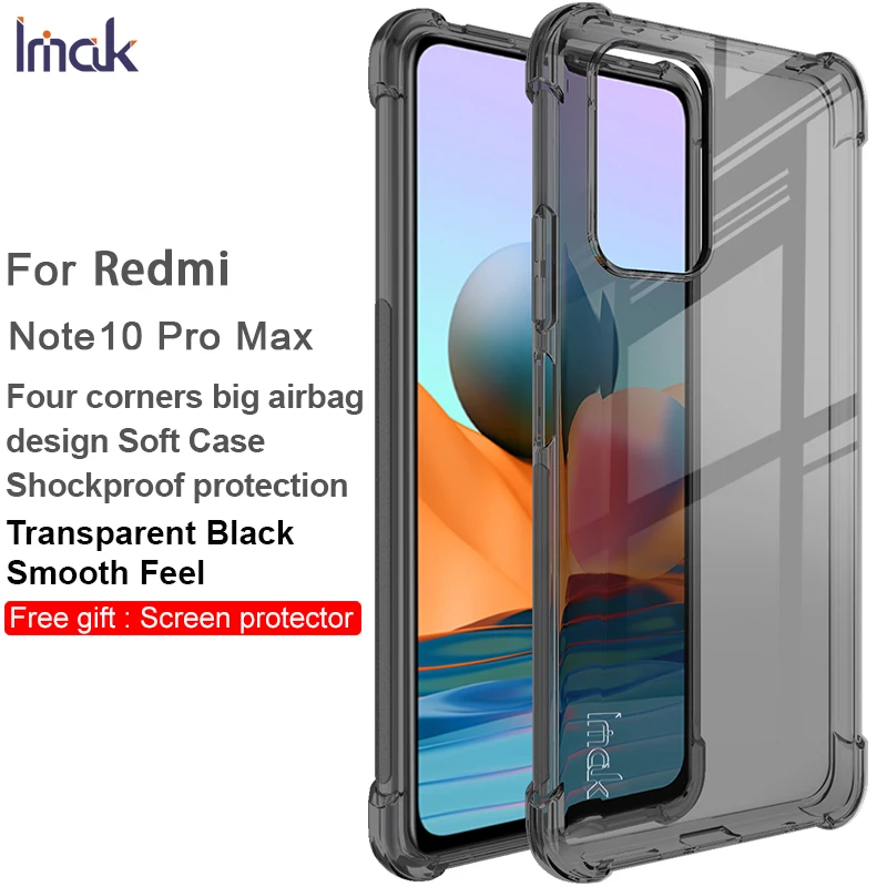 

Чехол IMAK Для Redmi Note 10 Pro Max из ТПУ, мягкий силиконовый ударопрочный защитный уголок подушки безопасности с защитой экрана