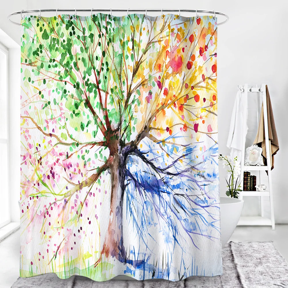 Высококачественная яркая занавеска для душа с принтом деревьев Товары ванной