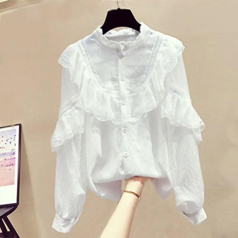 

Spring new white chiffon shirt