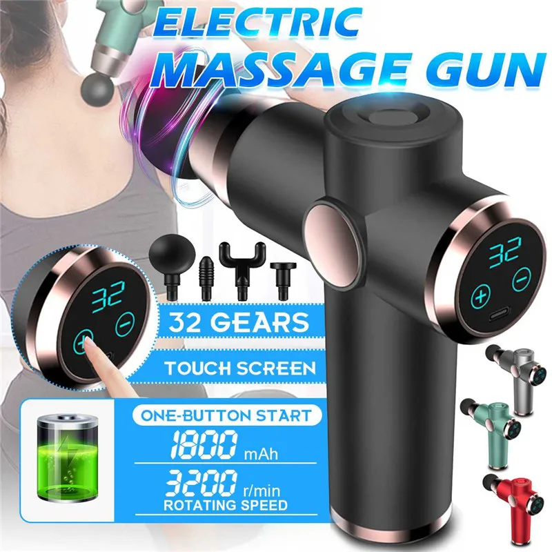 

Electric Muscle Massage Gun 32 Gears Deep Tissue Percussion Fascia Therapy Gun For Pain Relief Exercising Relaxing Body Massager