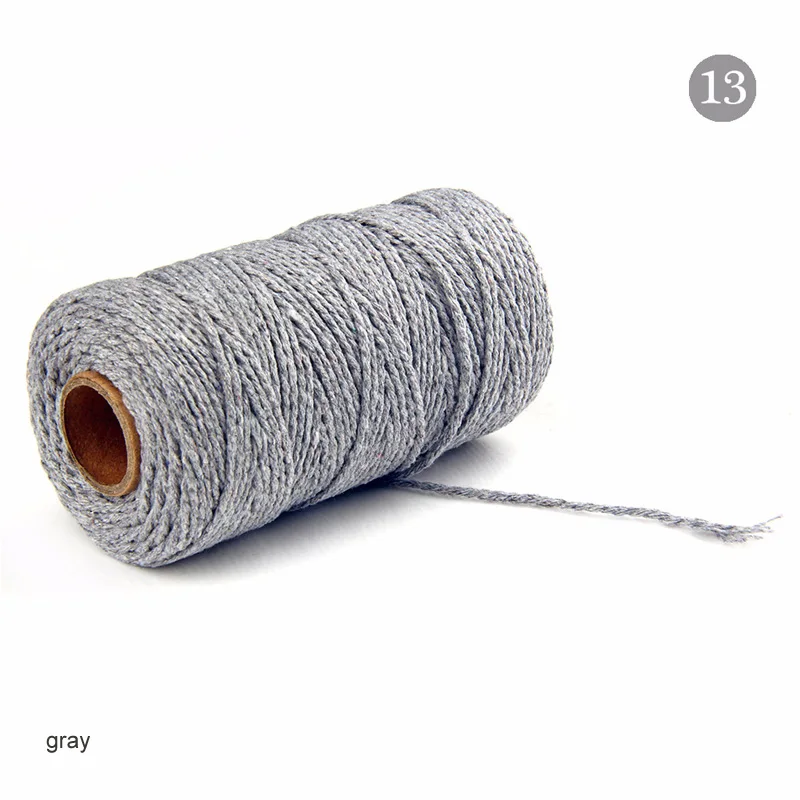 gray 100 ярдов, 19 цветов, хлопковые шнуры, ручная работа, нить для шитья, ручная работа, ручная работа, шнурок, сделай сам, Свадебный декор, поставка, веревка, ремесло, скрученный шнур макраме - Цвет: gray