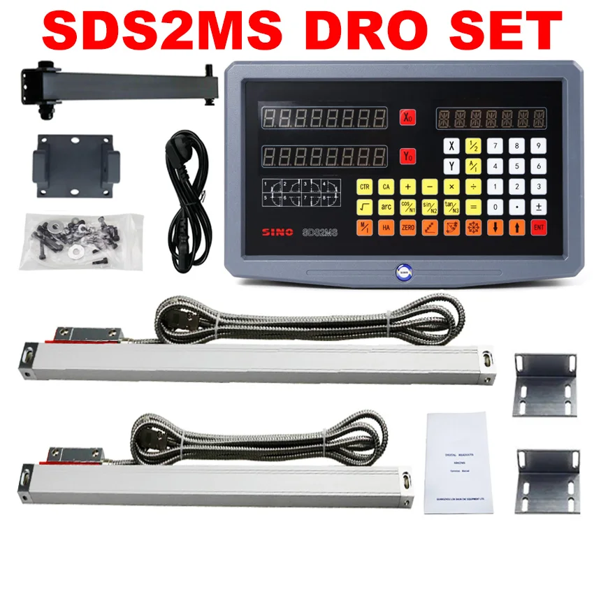 

2 Axis Lathe YHSINO SDS2MS Dro Set Digital Readout and 2PCS Linear Glass Scales/Encoder/Sensor 5U TTL Dimensions 100MM to 1000MM