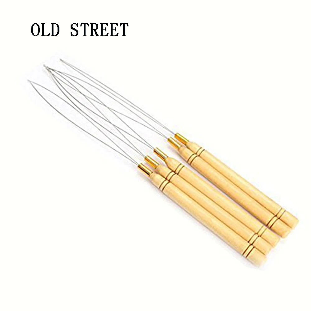 Оптовая продажа кольца с деревянной ручкой петли для наращивания волос потяните