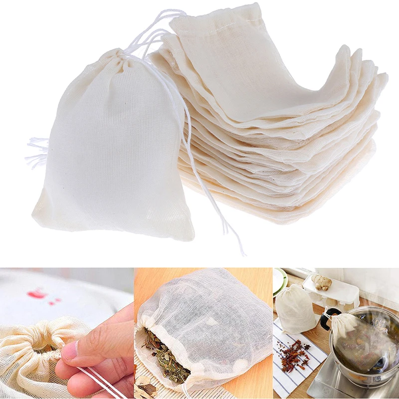 

20pcs Empty Tea Bags With String Teaware Filter For Herb Loose Tea Soup Flavoring Cooking Teabags Kitchen Accessaries 6 X 8cm