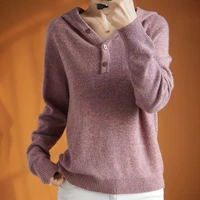 spring and autumn new 100 cardigan womens v neck pullover sweatshirt wild casual solid color buckle knitted bottoming shirt