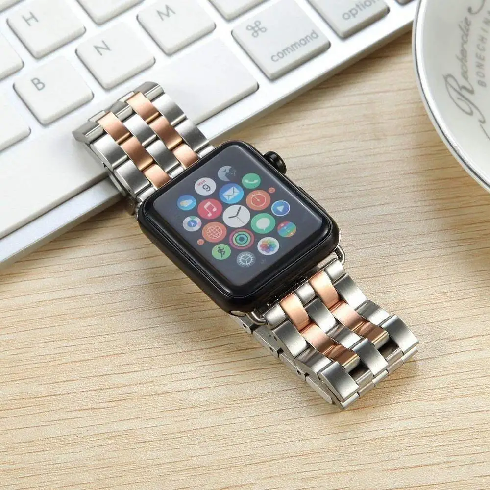 Ремешок из нержавеющей стали с бабочкой для apple Watch band 4 (iwatch 5) 44 мм 40 watch 3 2 1 42 38 correa