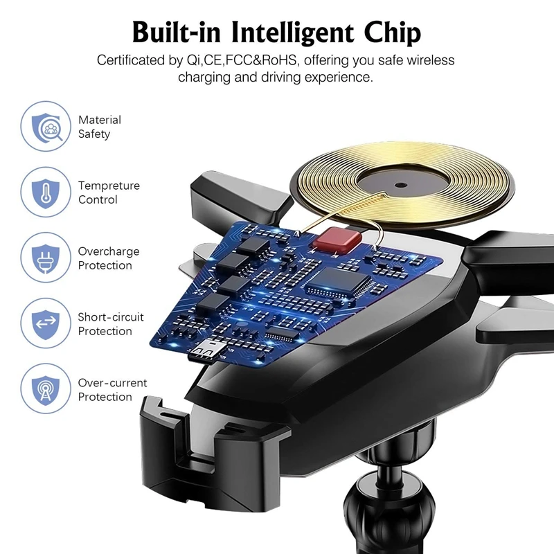 Беспроводное Автомобильное зарядное устройство QC3.0 Быстрое беспроводное