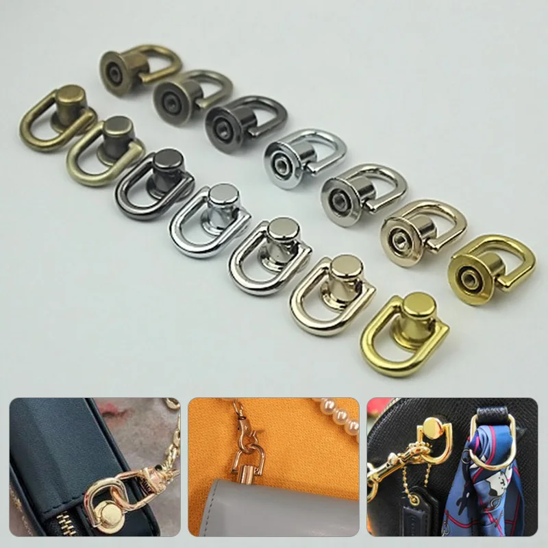 1Pcs Metal D Ring Round Head Stud Screwback Craft Bag Buckle Tongs Snap Hook With Screws For DIY Parts Accessories - купить по