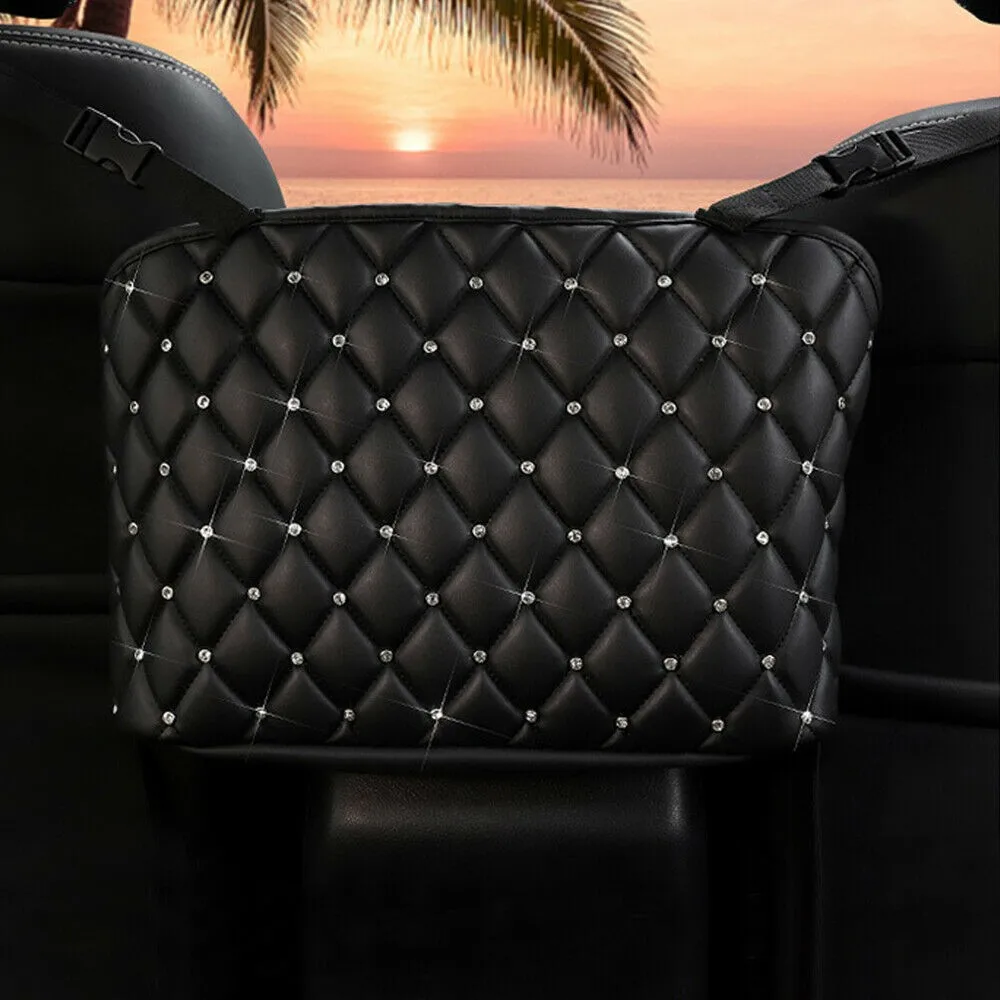 

38*27cm Seat Handbag HolderBling Diamond Car Seat Handbag Holder Leather Hanging Storage Bag Accessories