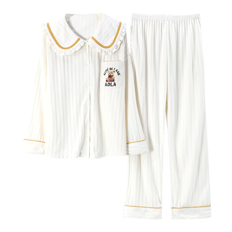 Модные новые осенне-зимние хлопковые Пижамные комплекты для пар с длинным