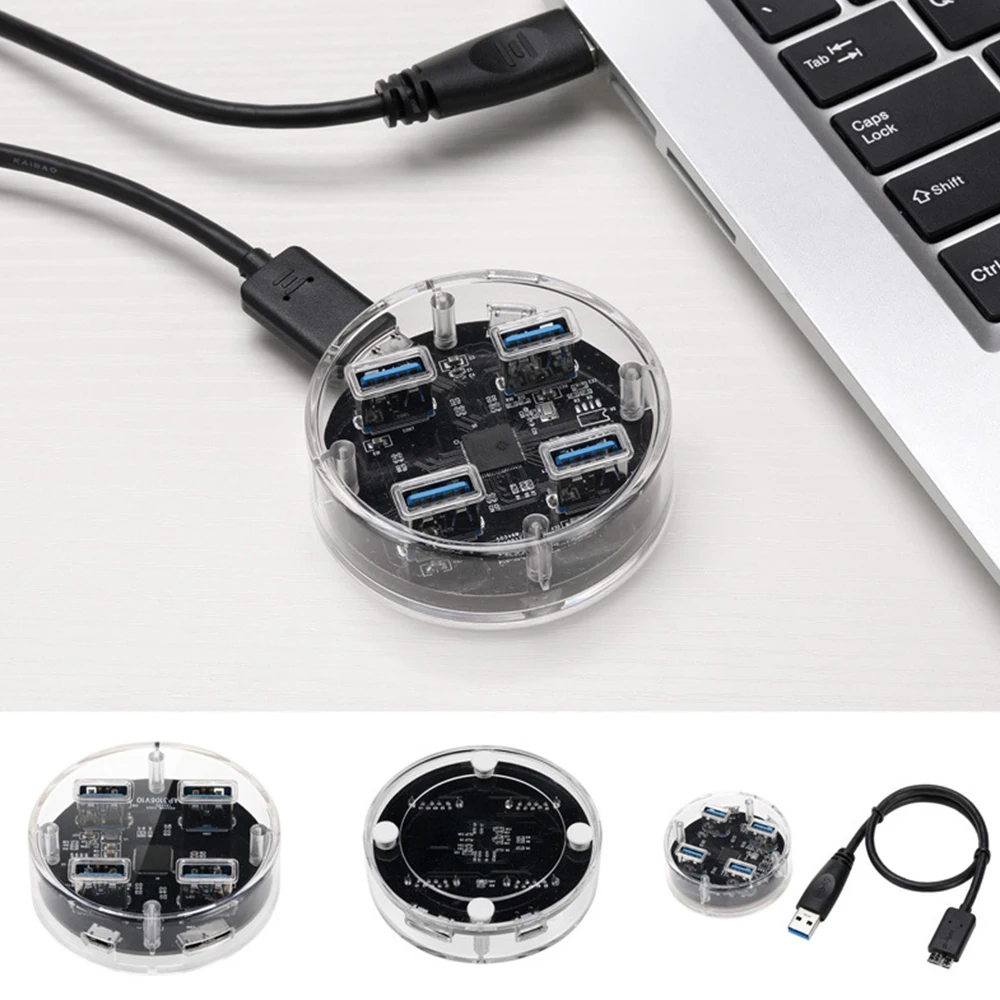 Прозрачный Внешний разветвитель USB 3 0 с 4 портами|USB-хабы| |