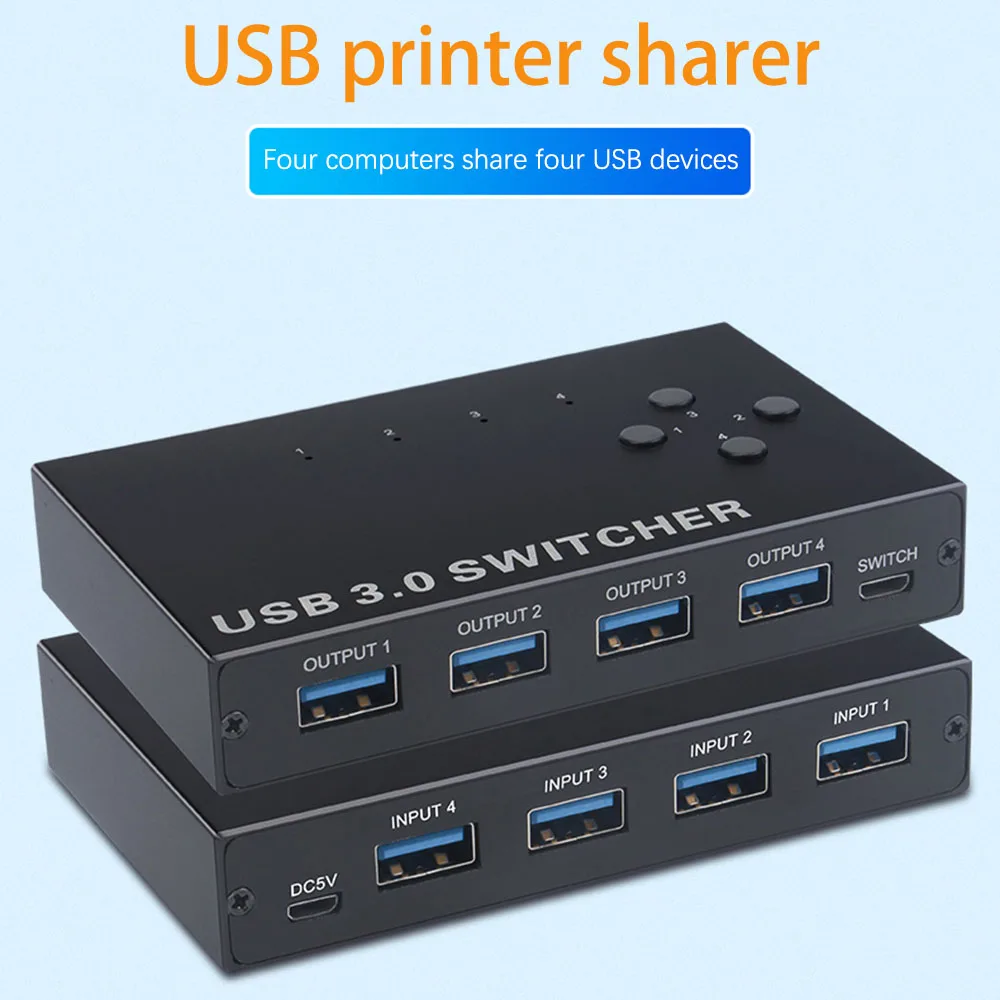

Переключатель квм AM-434 USB 3,0, 4 в 4 выхода, разветвитель для ПК с общим доступом, клавиатура, мышь, принтер, переключатель монитора для Windows XP/7/8/10