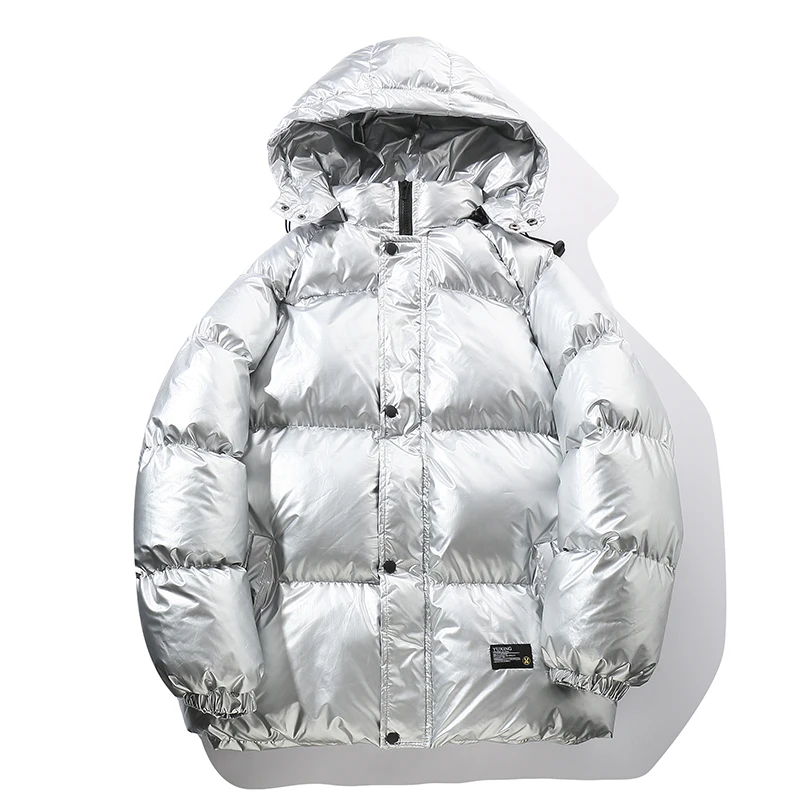 Уличная зимняя плотная Теплая мужская модная Блестящая Серебристая фиолетовая