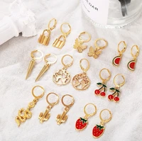 2021 statement earrings 9 pairs snake lock butterfly cherry map set for women luxury jewlery gift