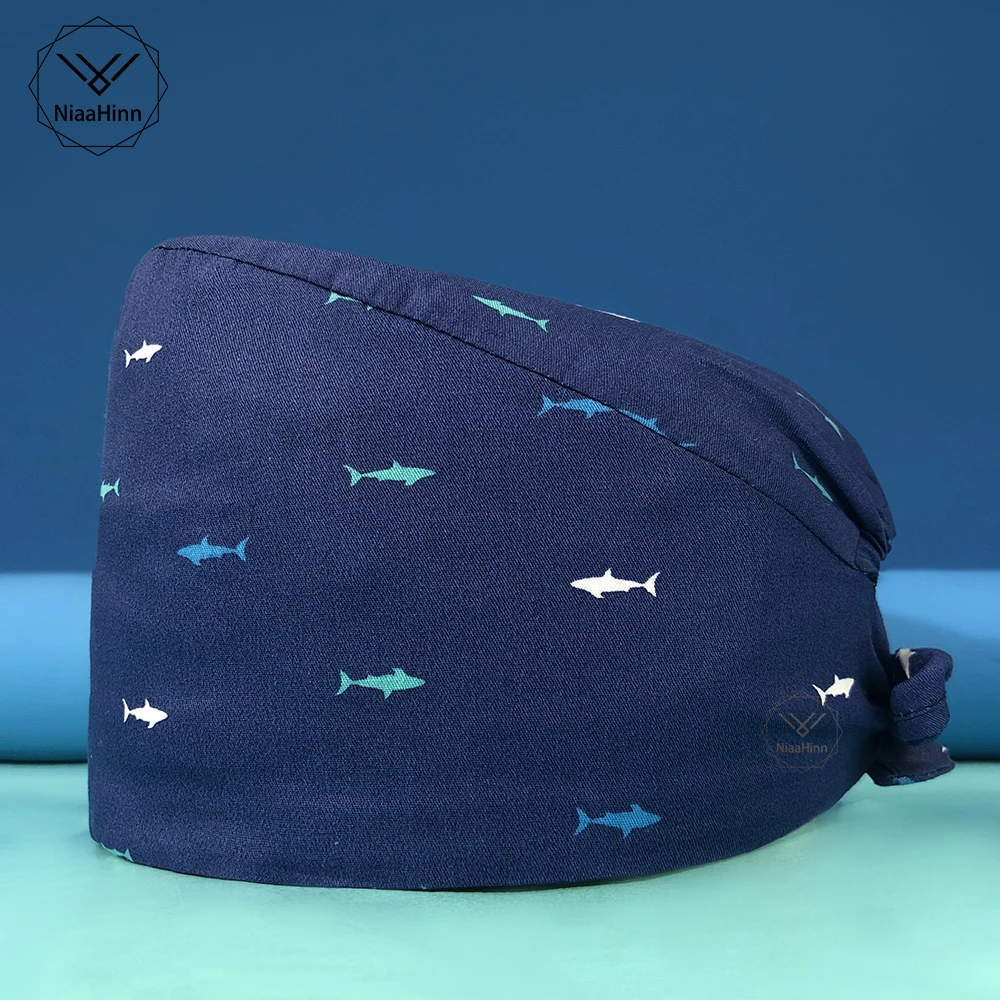 

New scrub multicolor Breathable pattern cap nutritionist cap scrub housekeeping sweat-absorbent accessories printing cartoon hat