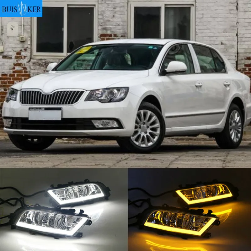 

1 Pair For SKODA SUPERB 2013-2015 12V ABS LED DRL Daytime Running Lights Fog Lamp