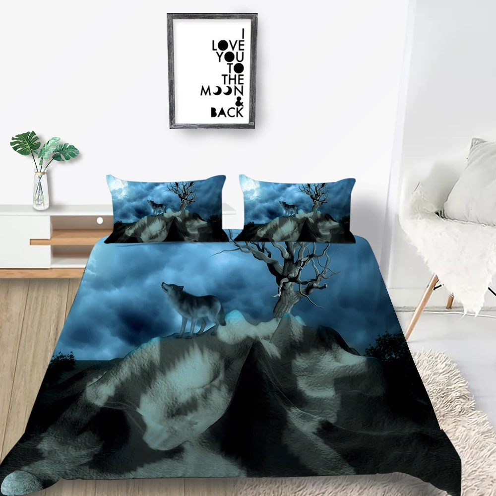 Набор постельного белья волк таинственный реалистичный Комплект с 3D рисунком