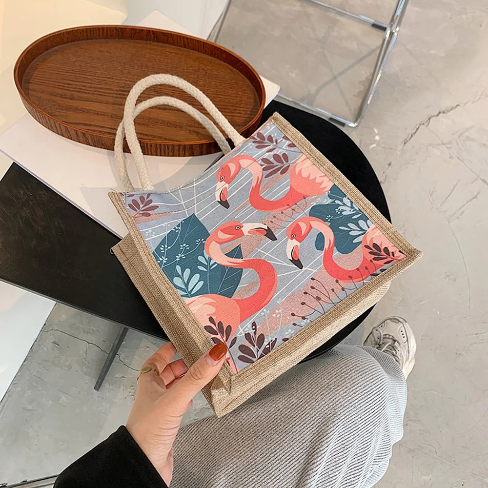 

Women's Bag Fashion Printed Cotton Linen Handbag Travel Portable Small Shopping Bag New Chinese Style Zipper Tote Clutch Bag
