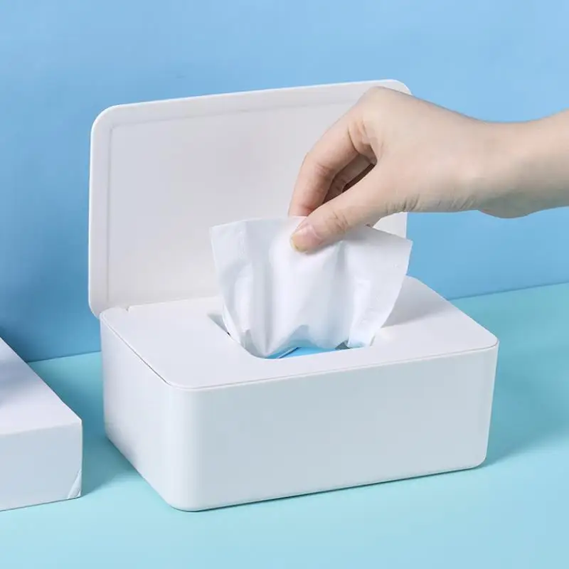 

Paper Mask Storage Box Wet Tissue Box Seal Baby Wipes Dispenser Holder Household Plastic Dust-proof Tissue Box with Lid Kitchen