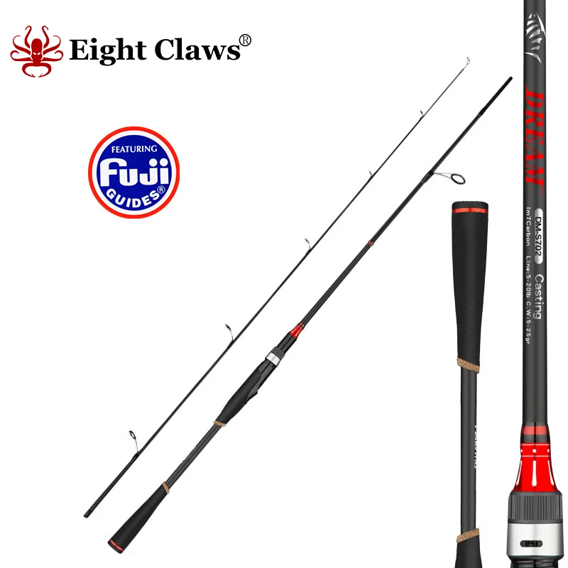 

EIGHT CLAWS Dream Series Lure Fishing Rod ML M MH Power 2.4M 2.1M 1.8M FUJI Guide 2 Sections High Carbon Spinning Casting Rod