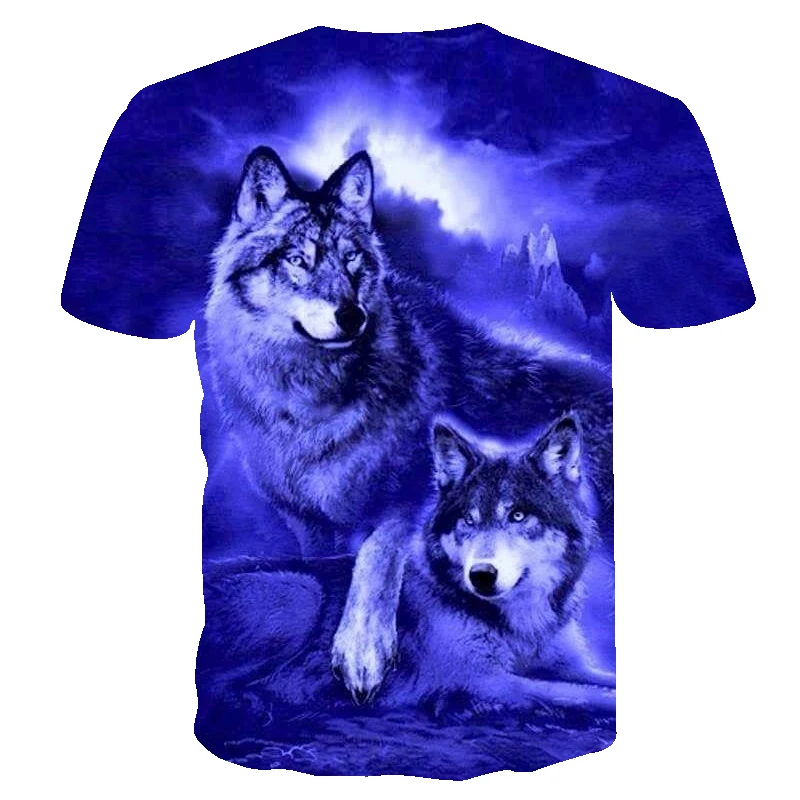 3D печать футболки с изображением волка Мужская футболка коротким рукавом модная