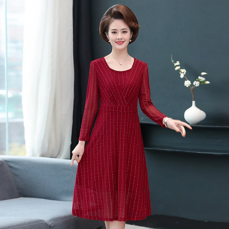 

Women Dress 2020 spring Summer Fashion Elegant long Sleeve black sexy Hollow Out Patchwork Female Midi Calf Party Dress