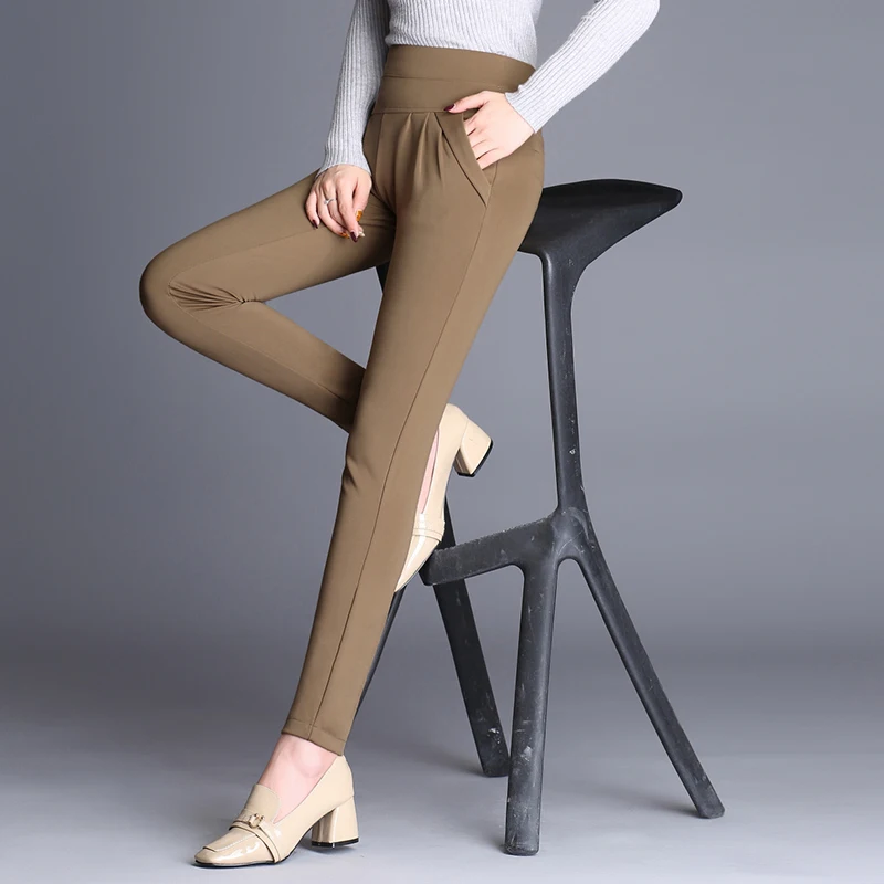Женские брюки 2021 Весенние длинные штаны шаровары с высокой талией эластичной