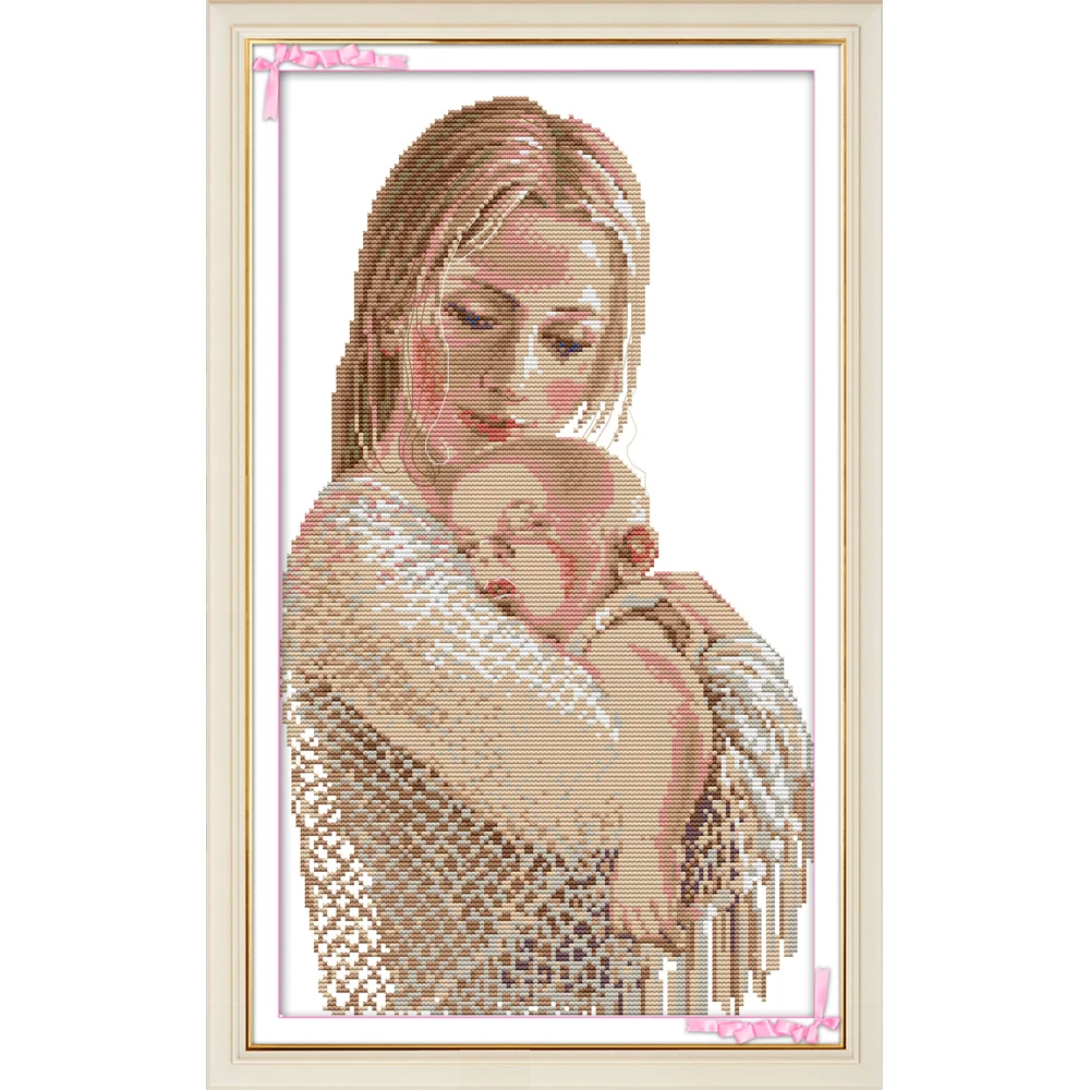 

Joy Sunday Mother And Son 2 Chinese Cross Stitch Kits Ecological Cotton Clear Stamped Printed 11CT DIY Decorations Gift For Home
