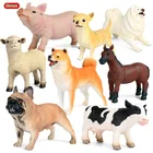 Фигурки Oenux милые мягкие на ферме, экшн-фигурки диких животных, корова, лошадь, свинка, собака, Лев, тигр, крокодил, полярный медведь, Развивающие детские игрушки