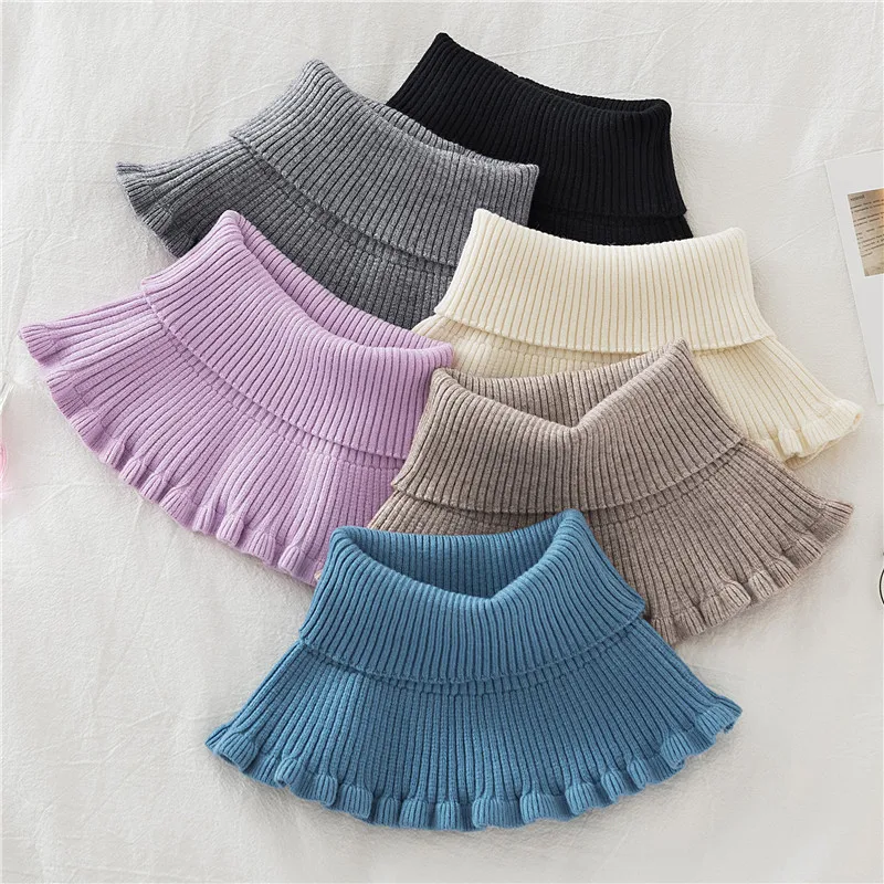 

Women Winter Turtleneck Collar Solid Color Breathable Knitted Scarf Neck Gaiter