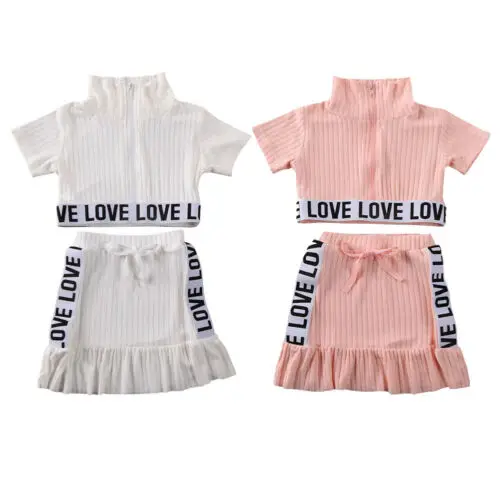 Женский комплект одежды футболка с коротким рукавом и молнией юбка