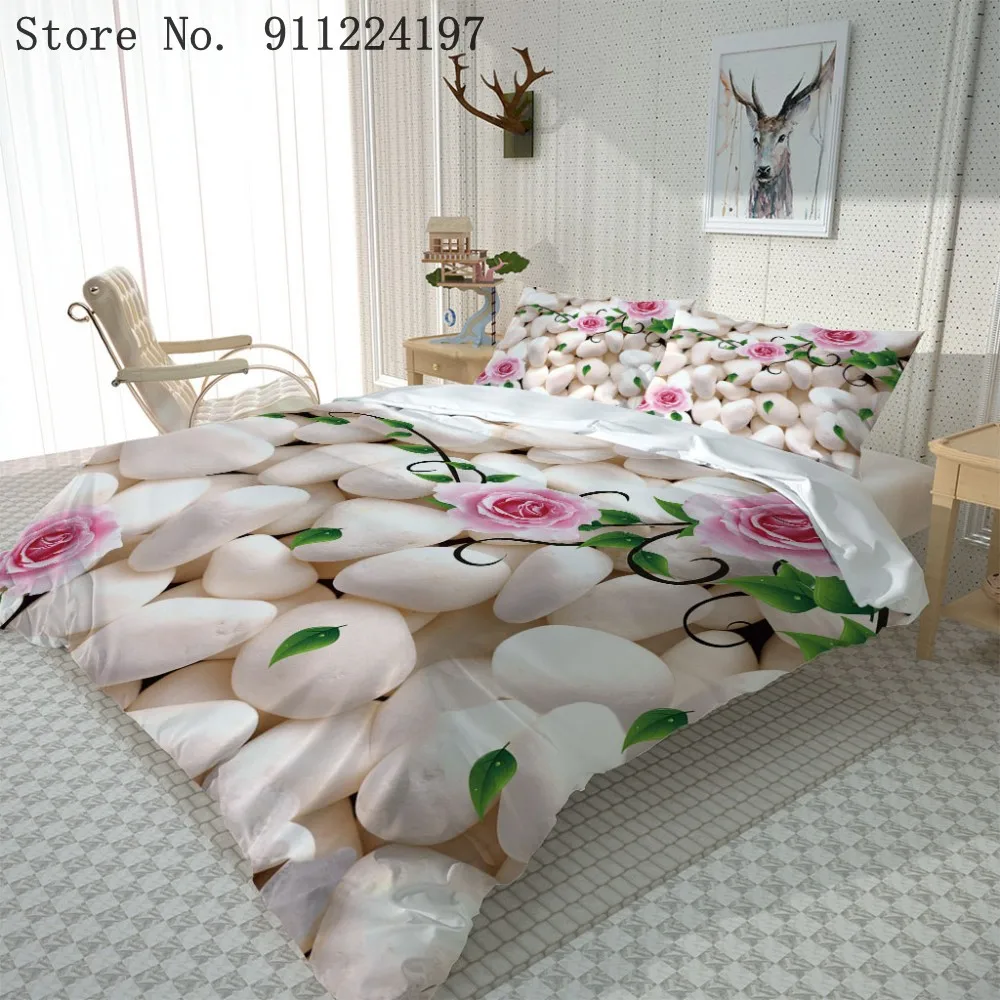 3D белый булыжник печати пододеяльник один двойной микрофибра близнец полный Queen