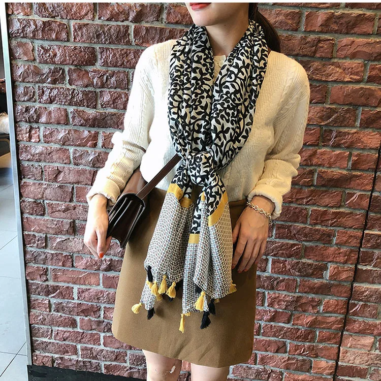 style 33 KYQIAO головной платок, новинка, женский, для девочек, весна, осень, дизайнерский, длинный, богемный, этнический, мягкий, с принтом, шарф, накидка с кисточками, шаль, палантин - Цвет: style 33