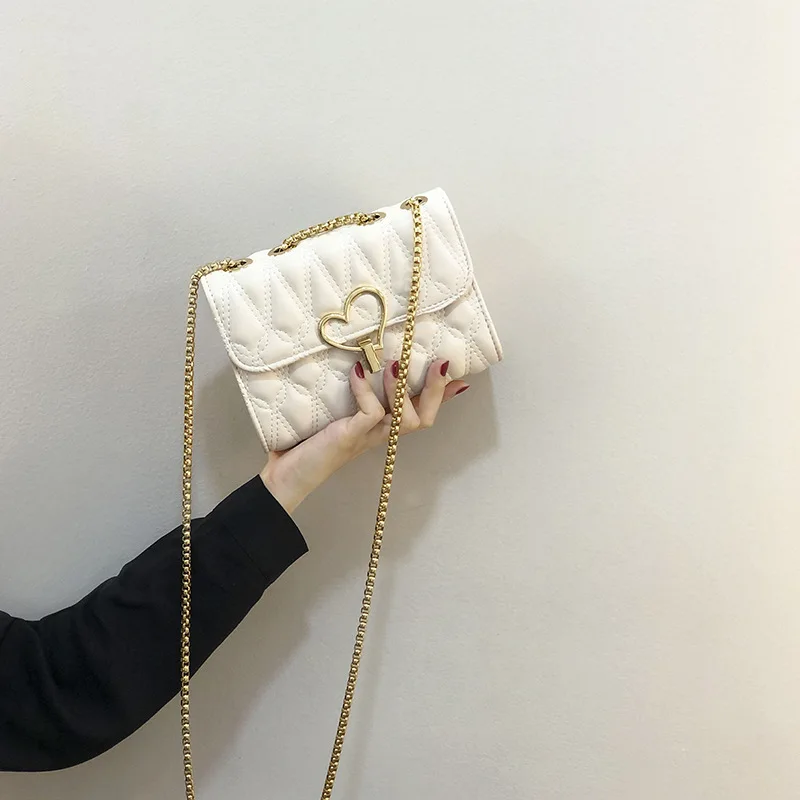 

Solid Color PU Leather Design Small Shoulder Crossbody Bags for Women 2021 Summer Luxury Brand Fashion Travel Chain Handbags