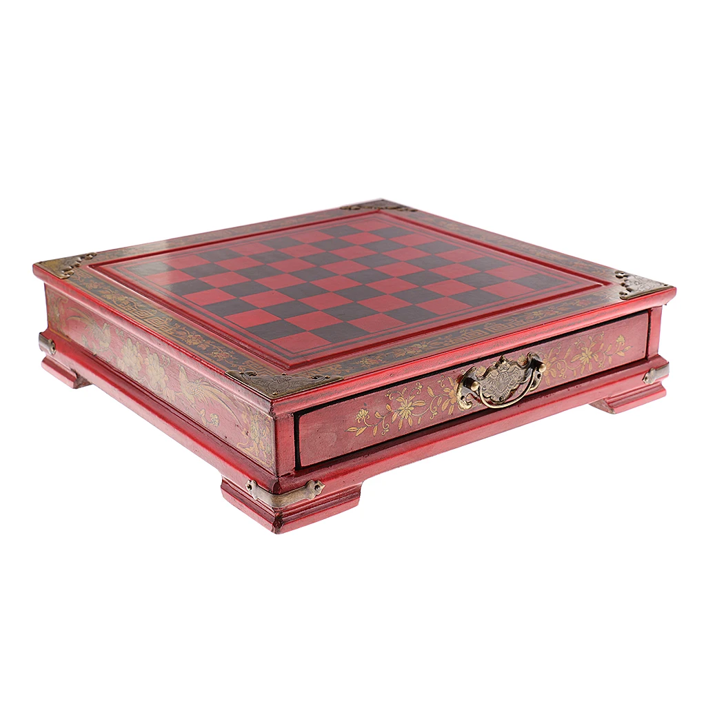 

Wooden Chess Chinese Retro Chess Board Resin Chess Piece Christmas Birthday Gift